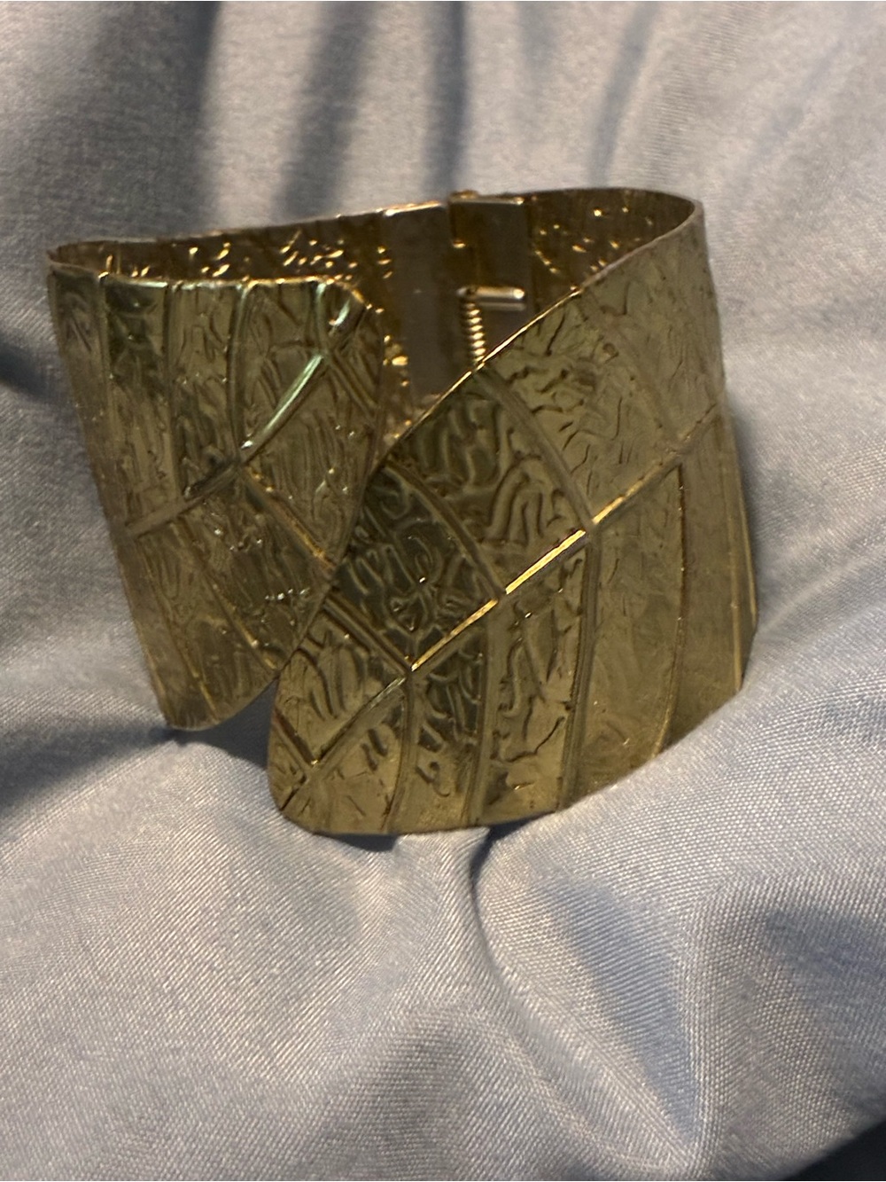 Textured Wide Gold-Tone Cuff Bracelet